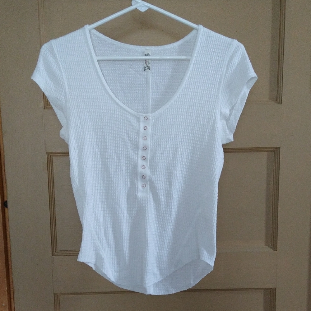 Free People White Babydoll Tee